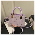 Borsa a mano color lavanda con motivi a stelle e manici intrecciati per donna - 20*8.5*14.5cm / Viola