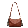 Retro brown leather shoulder bag with ethnic patterned strap and knot detail strap - Brown