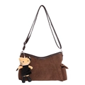 Borsa a tracolla marrone minimalista in pelle scamosciata con spallina regolabile in pelle - Caffè Con Ciondolo