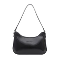 Glänzende schwarze Hobo-Tasche mit geprägtem Schriftzug und Silber-Reißverschluss - Schwarz