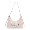 Sac hobo blanc crème minimaliste avec boucle argentée et détail de sangle à œillets - Blanc