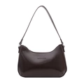 Retro dunkelbraune Baguette-Schultertasche aus Lackleder mit minimalistischem Halbmond-Design - Dunkelbraun