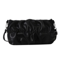 Sac bandoulière plissé noir à effet nuage en similicuir brillant avec bandoulière fine - Noir