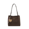 Retro tote tas met luipaardprint, Creative Cat logo en schattige berenhanger - Koffie Met Hanger
