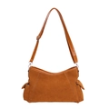 Minimalist camel suede crossbody bag with large capacity and adjustable shoulder strap - Brown No Pendant