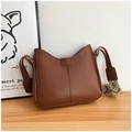 Sac à bandoulière marron en similicuir avec sangle large à motifs pour femmes - Marron