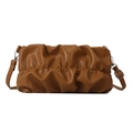 Sac nuage froncé marron en similicuir souple avec une bandoulière réglable - Marron