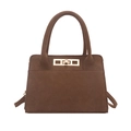 Borsa a tracolla in pelle scamosciata marrone scuro con fibbia dorata e cinturino - Marrone