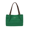 Hellgrüne gesteppte Shopper-Tasche mit braunen Lederriemen und Gold-Schnallen - Grün