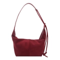 Bolso de hombro minimalista en ante rojo oscuro con detalles de nudos tejidos - Rojo