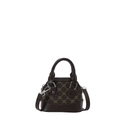 Vintage dark brown floral canvas crossbody bag with twin handles and detachable strap - Brown