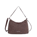 Dark brown faux leather shoulder bag with vintage texture and stylish chain strap - Small / Brown