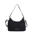 Borsa hobo a mezzaluna nera con tracolla a catena intrecciata e finitura opaca - Piccolo / Nero