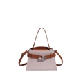 Elegante borsa a mano in strass rosa con cinturini marroni e chiusura girevole - Rosa