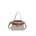 Mini borsa tote argentata con strass e cinturini in pelle marrone con tracolla - Oro