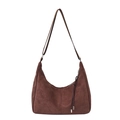 Bolso hobo vintage de ante marrón para mujer con borla en cremallera y correa ajustable - Marrón