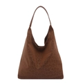 Retro leopard print hobo tote bag in brown suede texture for stylish women casual wear - Brown
