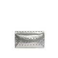 Silver envelope clutch bag with metallic studs and fold-over magnetic closure - Silver