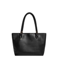 Minimalistische schwarze Shopper Tasche mit goldenen Metallteilen für den Damen Alltag - Schwarz