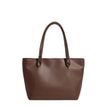 Minimalistische große braune Shopper-Tasche aus mattem Kunstleder mit Golddekor - Braun