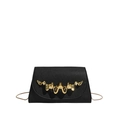 Borsa a tracolla in pelle Saffiano nera con decoro metallico dorato a forma d'onda - Nero