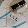 Supporto per telefono a cuore glitterato con tre orsetti bianchi e fiocchi neri - Supporto a Cuore in Resina-Tre Orsi-Bianco