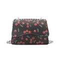 Chic black mini crossbody bag with cute cherry pattern and silver chain strap - Cherry Black