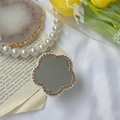 Flower-shaped rhinestone folding phone mirror bracket with champagne crystals - Gold