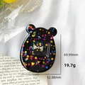 Supporto telefono orso nero con paillettes colorate e fiocco dorato, 69,99mm - Fiocco in strass Orso Grasso / Nero
