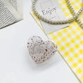 Support de téléphone en forme de cœur avec paillettes d'or rose en résine claire - Support de Feuille de Colle à Goutte-Cœur-Marron