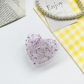 Support de téléphone cœur à paillettes violettes avec flocons et résine brillante - Support de Feuille de Colle à Goutte-Cœur-Violet Clair