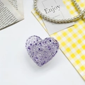 Support de téléphone cœur violet avec paillettes et flocons sur fond à carreaux - Support de Feuille de Colle à Goutte-Cœur-Violet Foncé