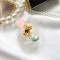 Heart-shaped expanding phone grip with cute 3D brown bear and pink glitter accents - Epoxy Heart Holder - Pink Pearl Bear