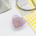 Sparkly pink glitter heart-shaped phone grip with expanding white accordion base - Drip Glue Foil Bracket-Heart-Rose Red