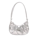 Bolso hobo plateado metalizado con pliegues de nube y correa de hombro para mujer - Plateado