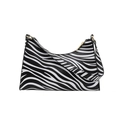Chic zebra pattern baguette bag with gold zipper and shoulder strap on white background - Zebra Print