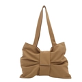 Grand sac à main marron avec nœud décoratif en cuir mat pour femmes 2025 - Kaki