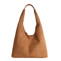 Brown frosted hobo tote bag in suede texture with minimalist large capacity design - Brown