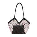 Transparente PVC-Kirschtasche mit schwarzem Rand und Innentasche für Strand und Reisen - Schwarz