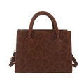 Borsa a mano quadrata con stampa leopardata, dettagli dorati e tracolla staccabile - Marrone