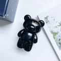 Support de téléphone ours noir brillant avec socle rétractable et base transparente - Support Ours Macaron / Noir