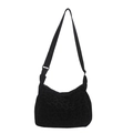 Fashionable black leopard print shoulder bag with adjustable strap and zipper closure - Black