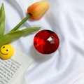 Foldable red faceted gem phone grip tok on elegant white silk background - Red Large Round Rhinestone Holder