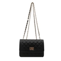 Classic black quilted shoulder bag with gold chain strap and elegant metallic turn-lock - Black
