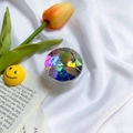 Iridescent faceted crystal phone grip socket with rainbow AB coating for smartphones - Colorful Large Round Rhinestone Holder
