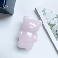 Pink semi-transparent 3D bear resin expandable phone grip with sticky back base - Macaron Bear Holder / Pink