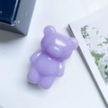 Cute purple 3D resin bear phone socket stand with a glossy lavender finish for smartphone - Macaron Bear Holder / Purple