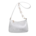Borsa sottobraccio chic argento motivo serpente con catena bianca e dettagli oro - Bianco