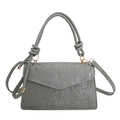 Retro grey-green envelope crossbody bag with creative knotted handle and gold metal buckle - Green