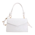 Sac à main carré blanc minimaliste avec rayures texturées et poignée à nœud élégante - Blanc